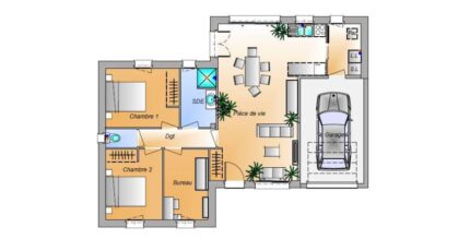 Avant projet Aubigny Les Clouzeaux 2 chambres + 1 bureau  - LMP Constructeur