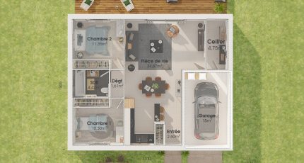 Plain-pied GI 2 ch Design  - LMP Constructeur