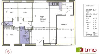 Avant projet TALMONT ST HILAIRE 83m² - 3chambres  - LMP Constructeur