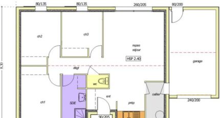 Avant projet BOURNEZEAU 72m² - 3 chambres 2498-255517_eole-3-chambres-et-garage.jpg - LMP Constructeur