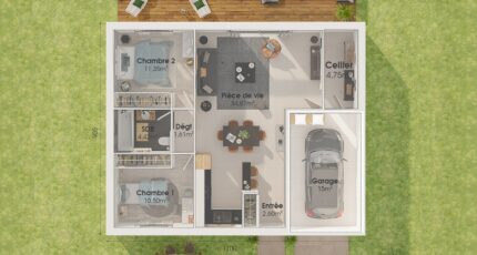 Plain-pied GI 2 ch Design  - LMP Constructeur